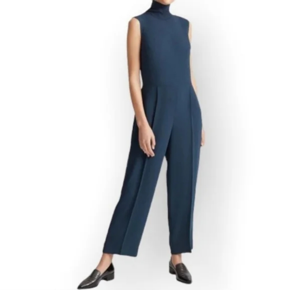 Club Monaco Teal Mock Neck Wide Leg Jumpsuit Size 00